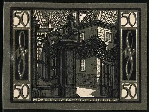 Notgeld Münster i. W. 1921, 50 Pfennig, Schmisinger Hof