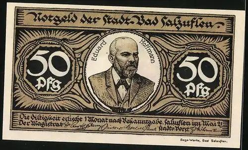 Notgeld Bad Salzuflen 1921, 50 Pfennig, Katze mit Stadtwappen