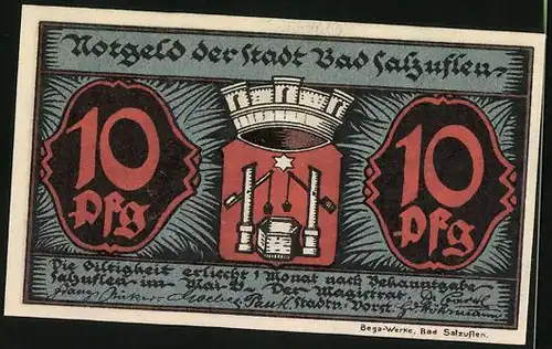Notgeld Bad Salzuflen 1921, 10 Pfennig, Leopold-Sprudel
