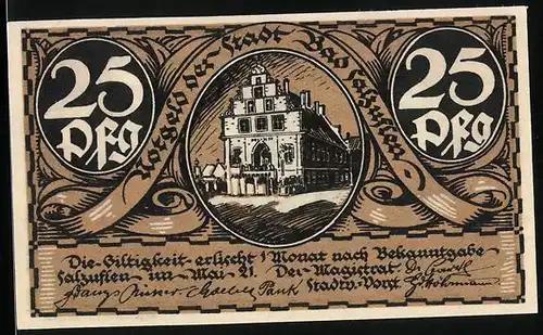 Notgeld Bad Salzuflen 1921, 25 Pfennig, Rathaus