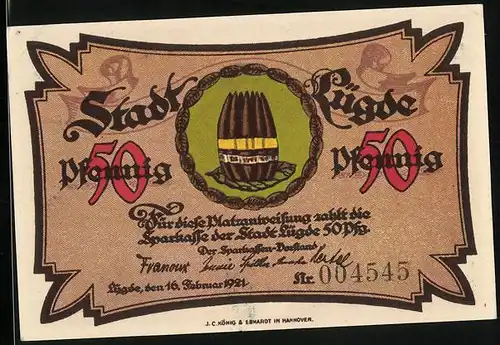 Notgeld Lügde 1921, 50 Pfennig, Zigarren