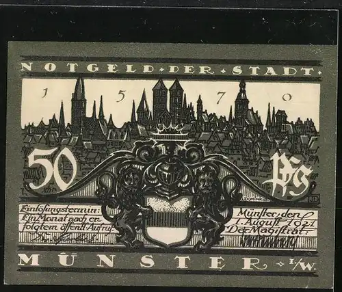 Notgeld Münster i. Westfalen 1921, 50 Pfennig, Kiepenkerl