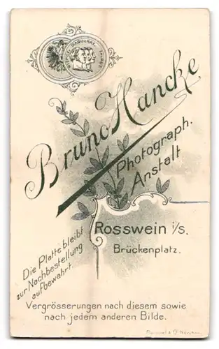 Fotografie Bruno Hancke, Rosswein i. S., Brückenplatz, Junger Herr im Anzug mit Krawatte