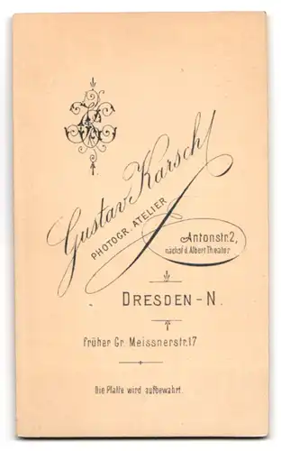 Fotografie Gustav Karsch, Dresden-N., Antonstr. 2, Junge Dame im Kleid mit Puffärmeln
