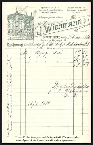 Rechnung Heidelberg 1900, J. Wichmann, Damen- und Kinder-Confection, Ansicht des Geschäfts