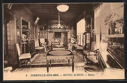 AK Pourville-sur-Mer, Hotel Albion, Salon