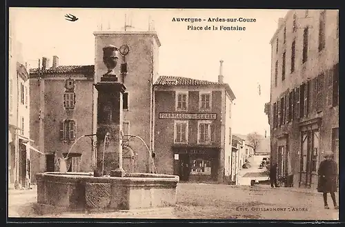 AK Ardes-sur-Couze, Place de la Fontaine