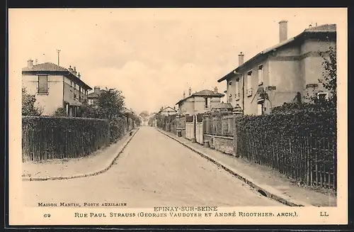 AK Epinay-sur-Seine, Rue Paul Strauss (Georges Vaudoyer et André Rigothier)