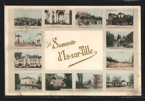 AK Is-sur-Tille, La Gare, Hotel du Chalet, Chateau de la Tour