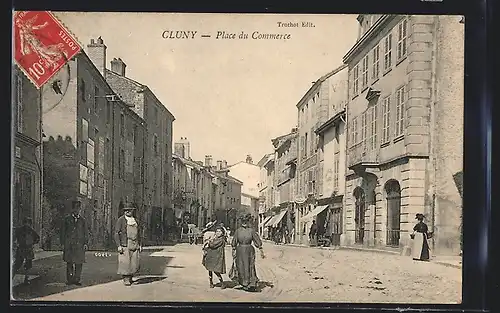 AK Cluny, Place du Commerce