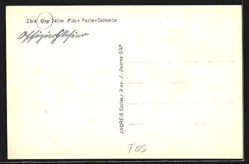 AK Gap, Place Porte-Colombe, Hotel des Colonie