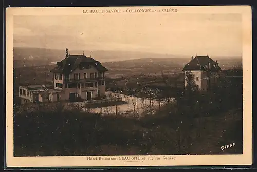 AK Collonges-sous-Salève, Hotel-Restaurant Beau-Site et vue sur Genève