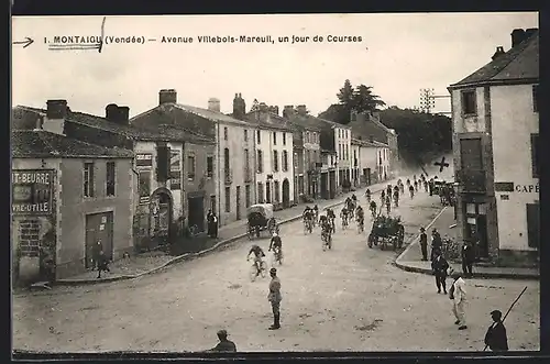 AK Montaigu, Avenue Villebois-Mareuil, Fahrradrennen