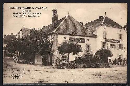 AK Pierrefontaine-les-Varans, Hotel des 3 Pigeons, Jean Juif