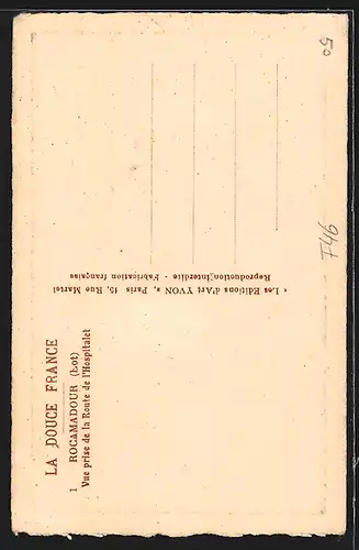 Künstler-AK Rocamadour, Vue prise de la Route de l'Hospitalet