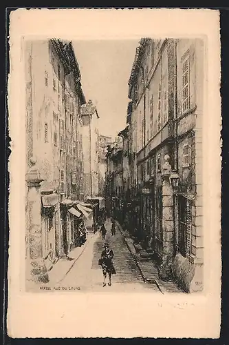 Künstler-AK Grasse, Rue de Cours, Strassenpartie