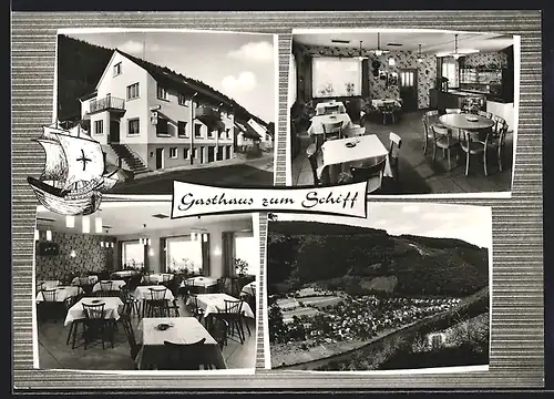 AK Rockenau /Neckar, Gasthaus und Pension Zum Schiff mit Innenansicht