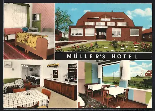 AK Krautsand /Elbe, Müller`s Hotel, Aussen- und Innenansichten