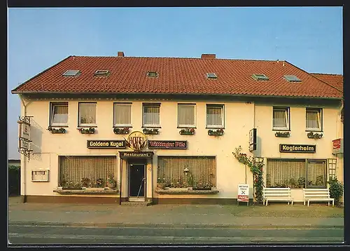 AK Unterlüss /Südheide, Hotel-Restaurant Goldene Kugel, Müdener Strasse 19
