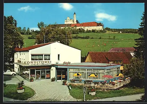 AK Neresheim /Ostalb, Cafe Faussner an der Schwäbischen Albstrasse