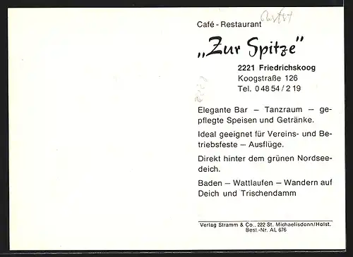 AK Friedrichskoog /Nordsee, Cafe Restaurant Zur Spitze