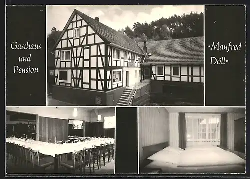 AK Licherode /Rotenburg, Gasthaus und Pension Manfred Döll, Innen- und Aussenansicht