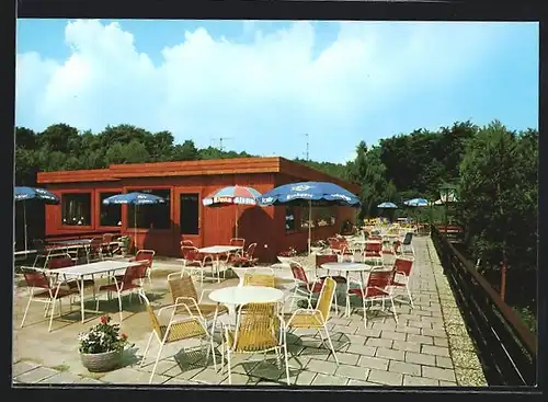 AK Hitzacker /Elbe, Elbhöhen-Restaurant, Terrasse, Inh. H. Constien