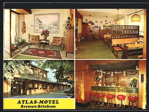 AK Stuhr, Atlas Motel, Innen- und Aussenansicht, Gottlieb-Daimler-Str. 3