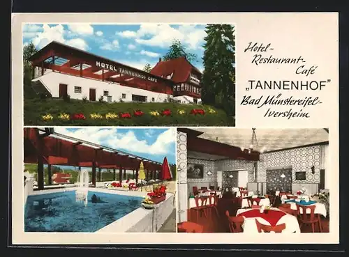 AK Bad Münstereifel, Hotel-Café-Restaurant Tannenhof, Innen- und Aussenansicht, Inh. Reutershan
