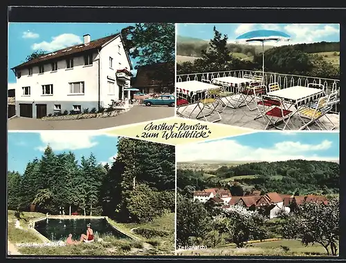 AK Trauzenbach, Gasthaus-Pension Zum Waldblick, Ortsansicht