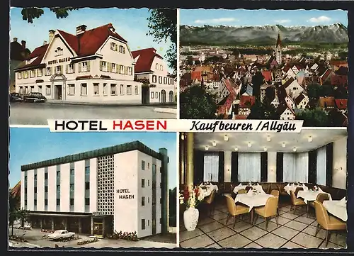 AK Kaufbeuren (Allgäu), Hotel Hasen, Innen- und Aussenansicht