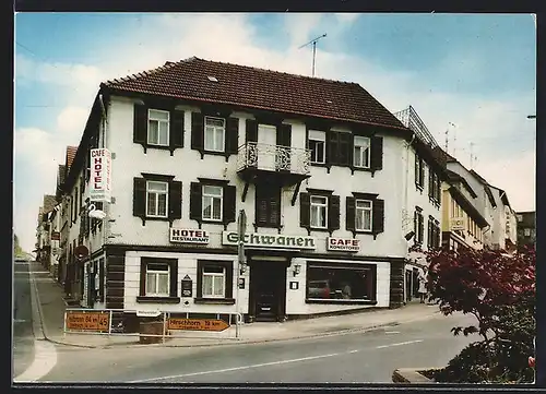 AK Beerfelden /Odenwald, Hotel-Restaurant-Café Schwanen, Inh. Familie Sattler