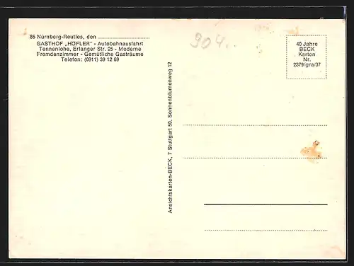 AK Nürnberg-Reutles, Gasthof Höfler, Innen- und Aussenansicht, Strassenanbindung