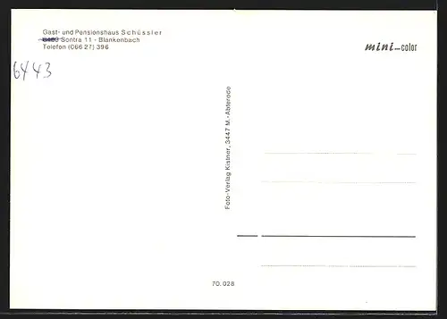 AK Blankenbach / Sontra, Gast- und Pensionshaus Schüssler, Ortspartien