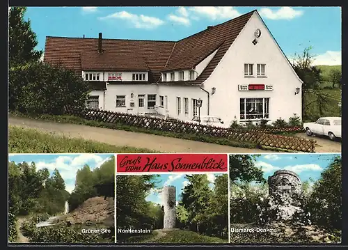 AK Börninghausen-Eininghausen, Gasthaus Haus Sonnenblick, Grüner See, Nonnenstein, Bismarck-Denkmal