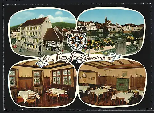 AK Gernsbach im Murgtal, Hotel Stern-Hirsch, Innen- und Aussenansicht