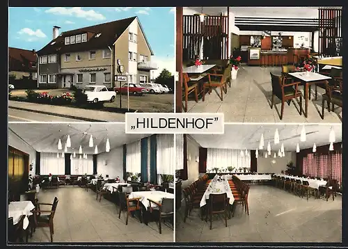 AK Verl, Gasthaus Hildenhof, Innen- und Aussenansicht, Bergstr. 34