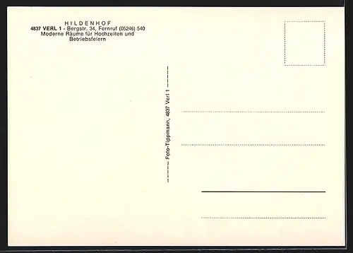 AK Verl, Gasthaus Hildenhof, Innen- und Aussenansicht, Bergstr. 34