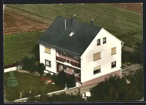AK Laubach /Eifel, Pension Schönblick aus der Vogelschau, Inh. J. Schaden