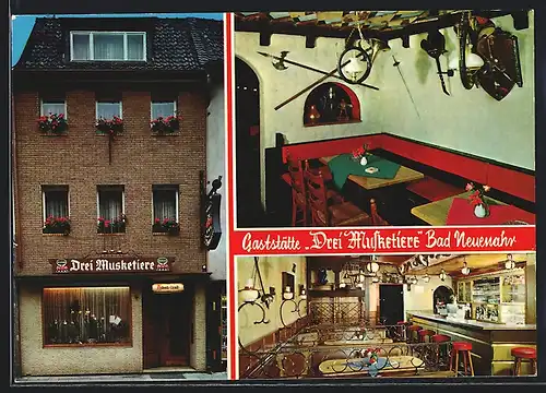 AK Bad Neuenahr, Gasthaus Drei Musketiere, Innen- und Aussenansicht