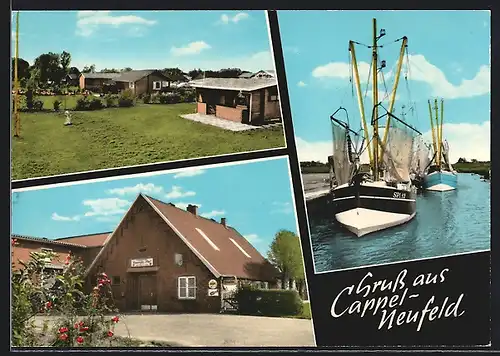 AK Cappel-Neufeld, Gaststätte Walter Dehne und angedockte Fischkutter