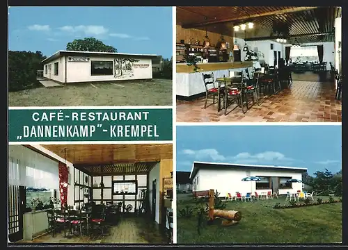 AK Krempel / Geestland, Café-Restaurant Dannenkamp, Innen- und Aussenansichten