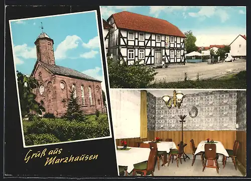AK Marzhausen / Wanfried, Gaststätte, Kirche
