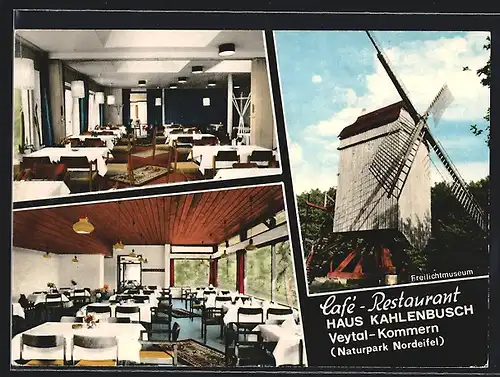 AK Veytal-Kommern, Café-Restaurant Haus Kahlenbusch, Innenansichten, Windmühle