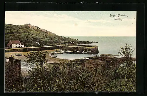 AK Rozel Harbour, Jersey, Hafen bei Ebbe