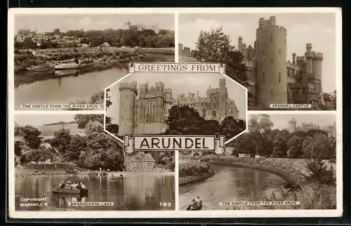 AK Arundel, Castle from the River Arun, Swanbourne Lake, Castle