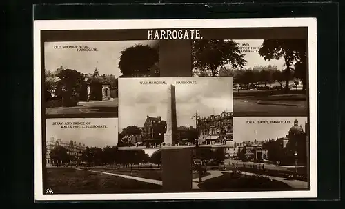 AK Harrogate, Old Sulphur Well, War Memorial, Prospect Hotel