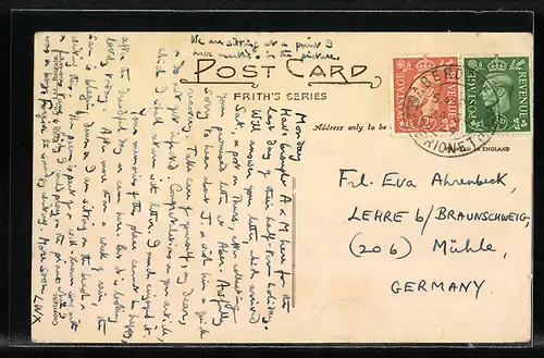 AK Aberdovey, Pier, Blick auf den Ort