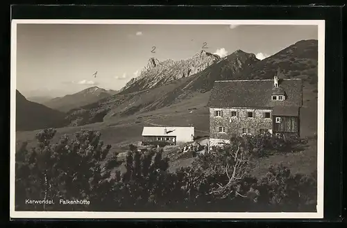AK Falkenhütte, Berghütte am Spielisjoch, Karwendel-Gebirge