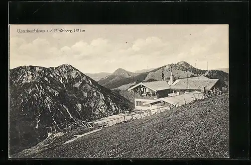 AK Hirschberg-Haus, Berghütte mit Panorama